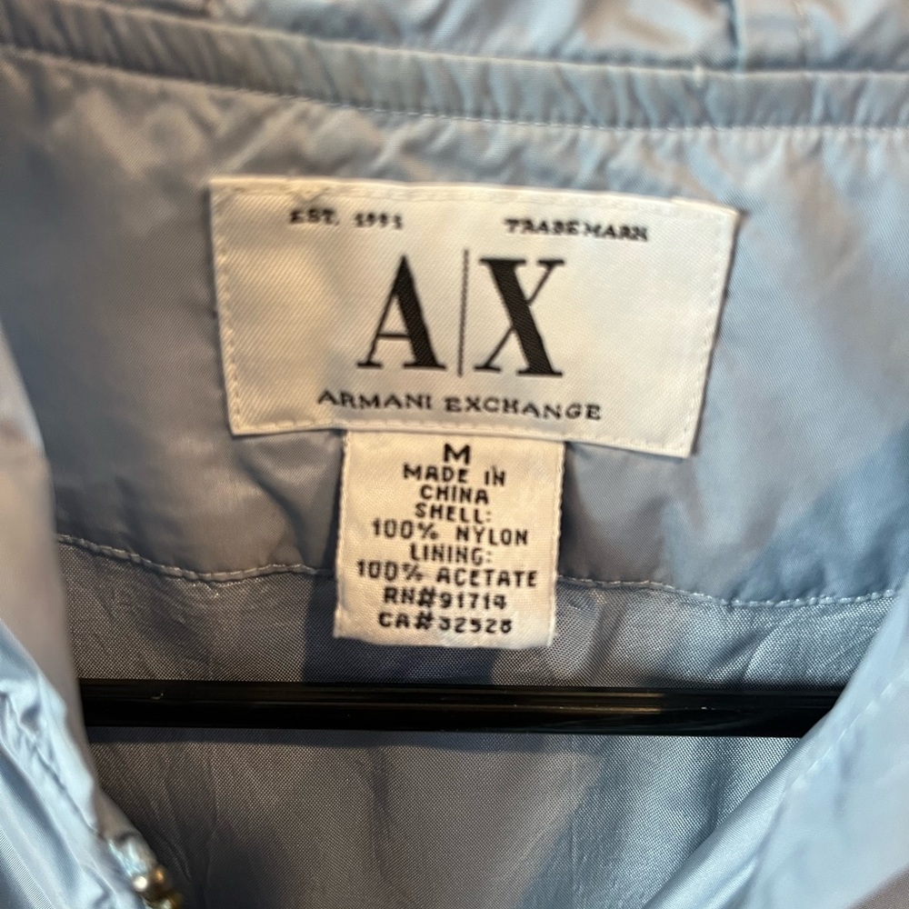 Armani Exchange light blue, light raincoat with hood. Excellent condition, sz M - Picture 3 of 7